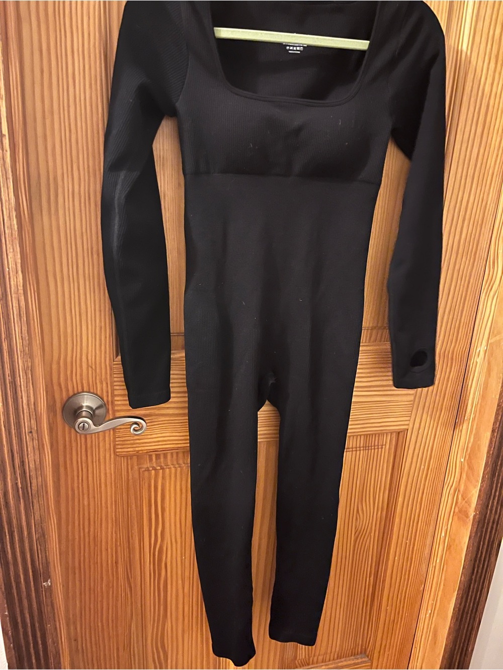 Black Long-Sleeve One-Piece Bodysuit